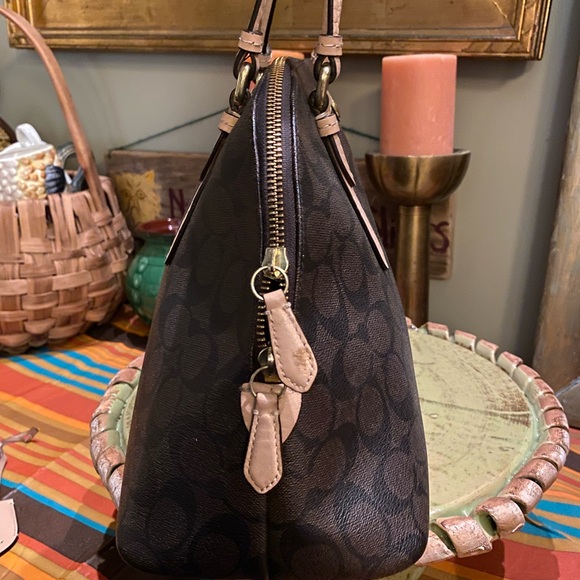 Coach Peyton Signature Domed Cora Satchel in Cora Brown Coated Canvas - Picture 6 of 16